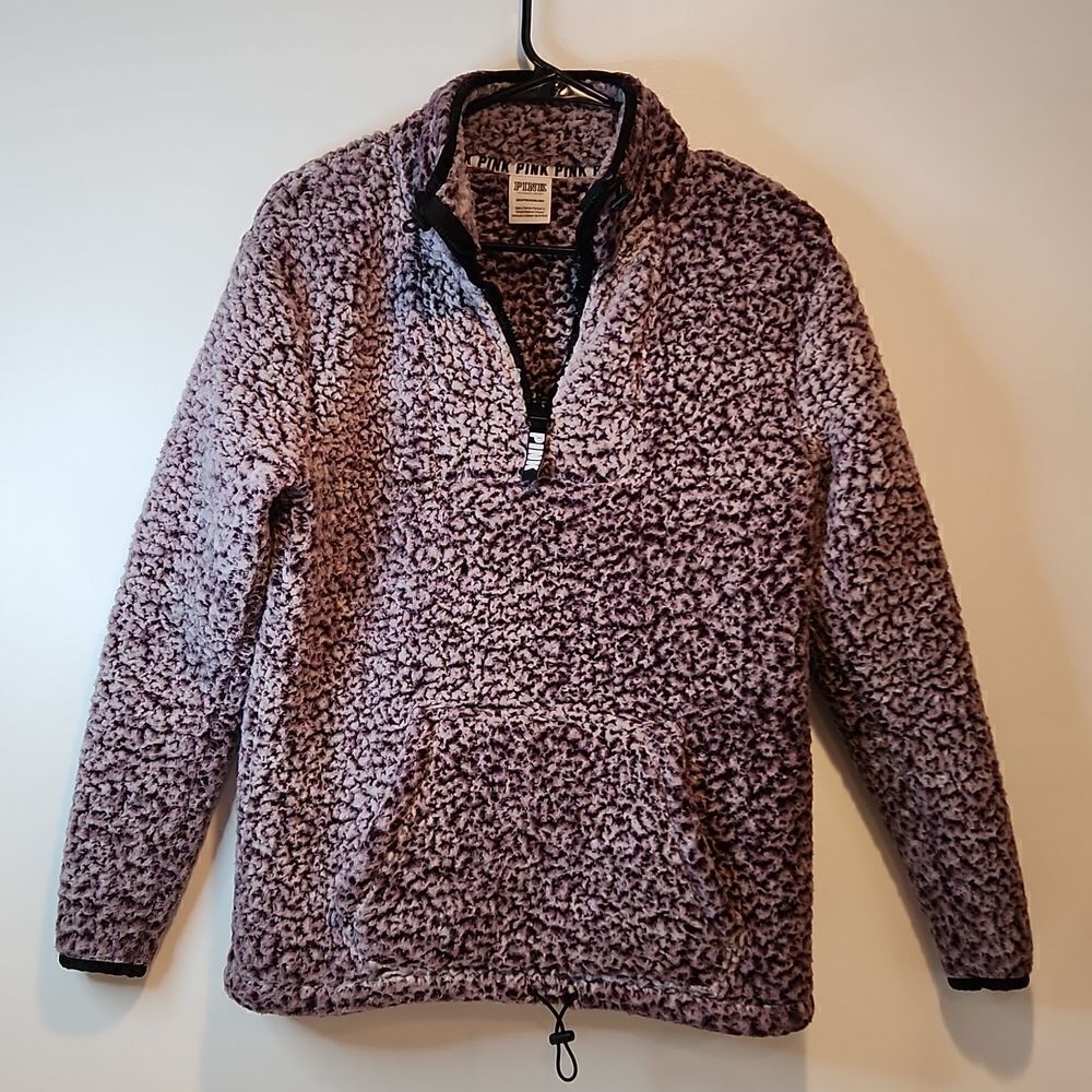 Pink Victoria's Secret 1/4 Zip Sherpa Fleece Pullover Women's Sz XS/XP Purple